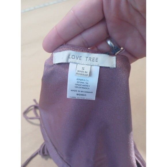Love Tree Cropped Top Shirt Small Purple Back Tie Rave Club Festival - Picture 5 of 5